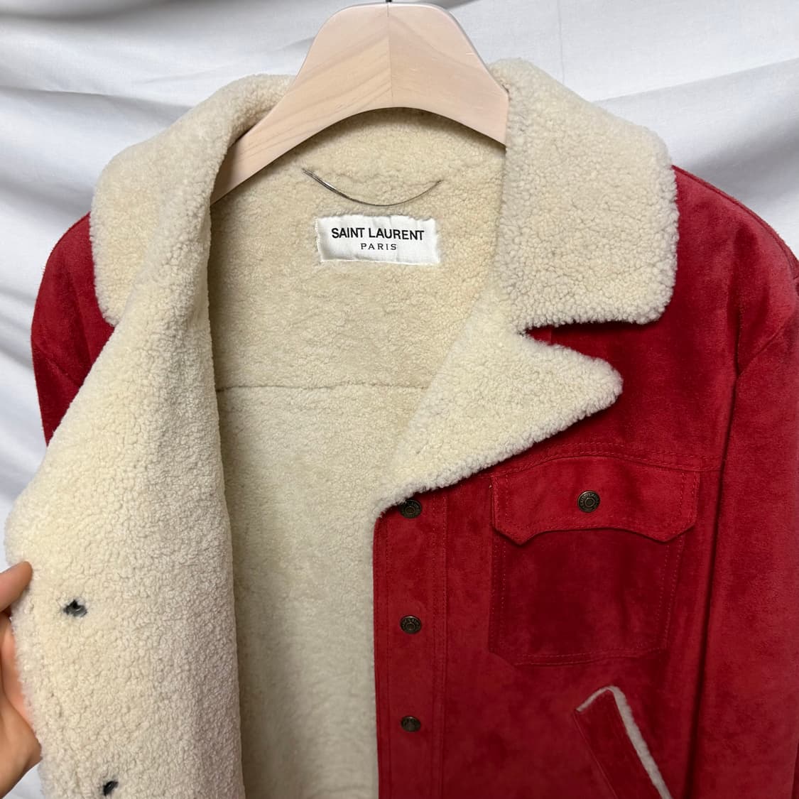 [S+급/52] 생로랑 스웨이드 데님 셰르파 자켓 상품이미지6