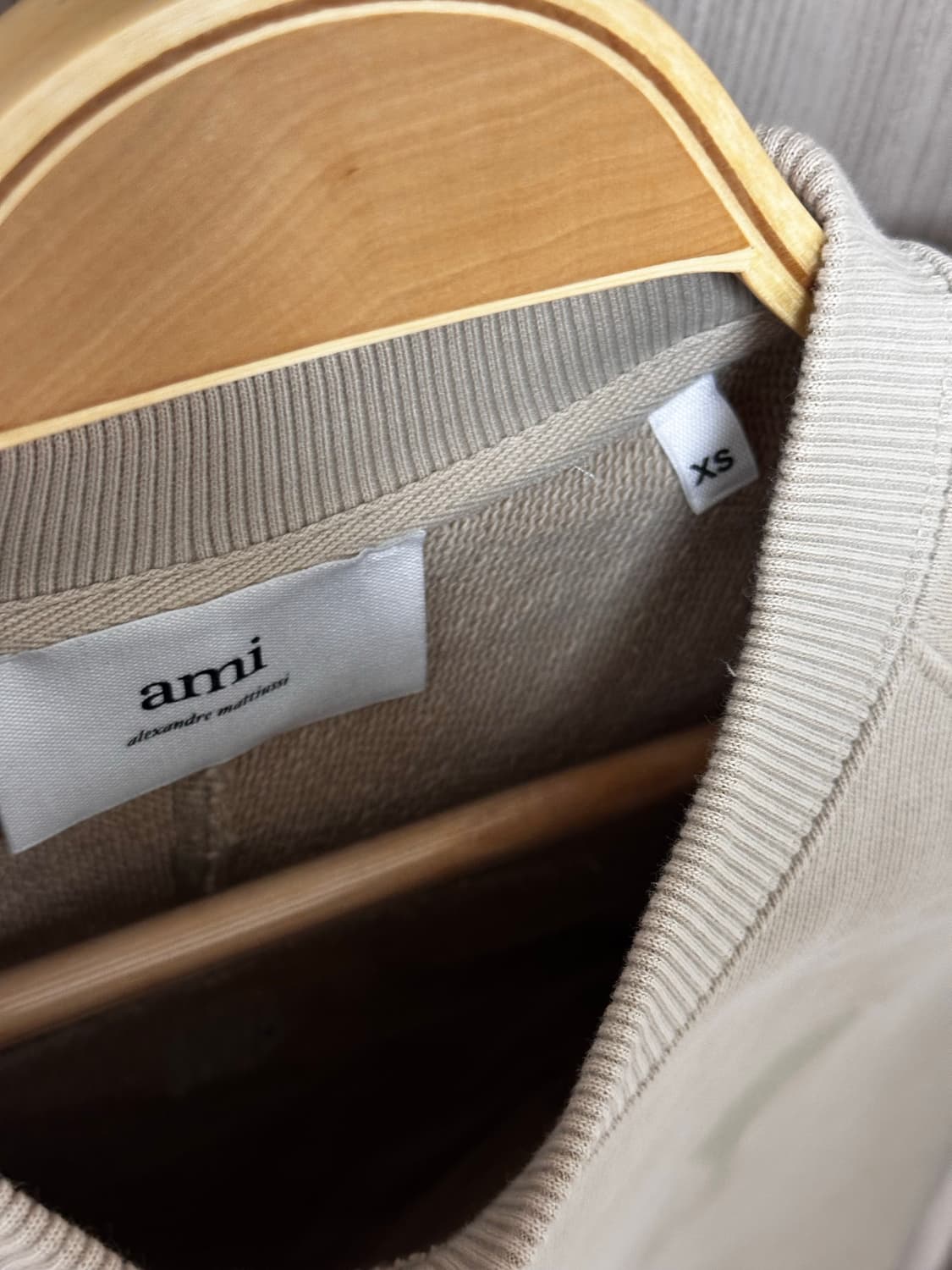 아미 톤온톤 하트 로고 스웨트셔츠 베이지 xs 상품이미지2