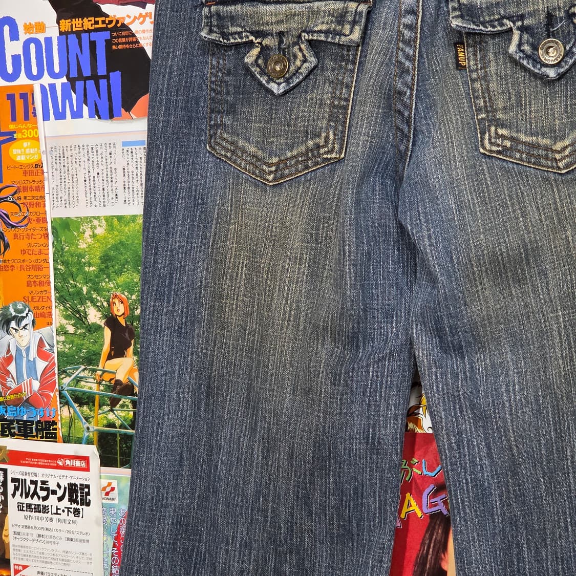 빈티지 y2k 로우라이즈 플레어 부츠컷 데님 팬츠 상품이미지4