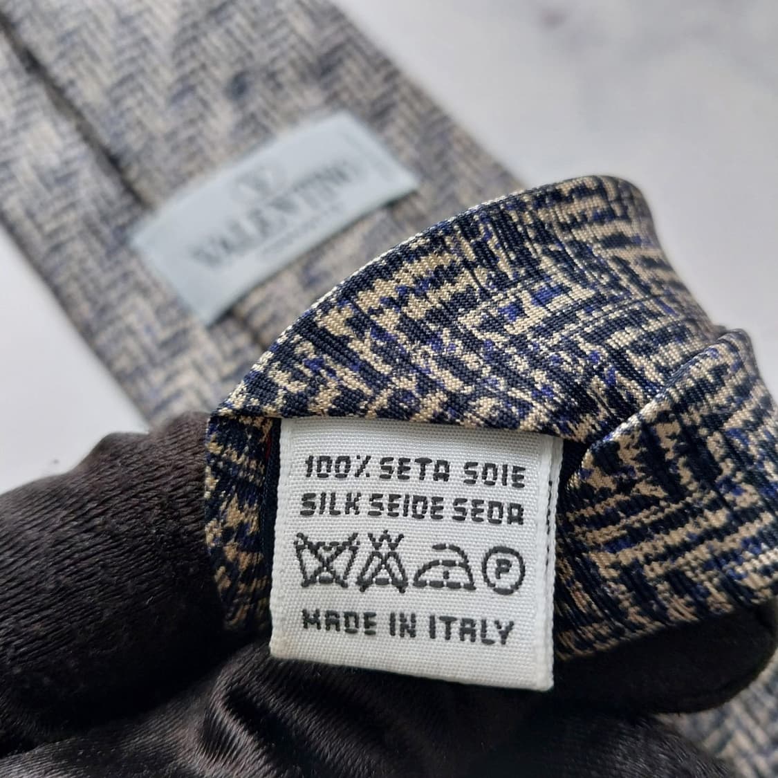 발렌티노 실크 베이지 자카드 패턴 넥타이 9.9cm A+등급 K2194 상품이미지10