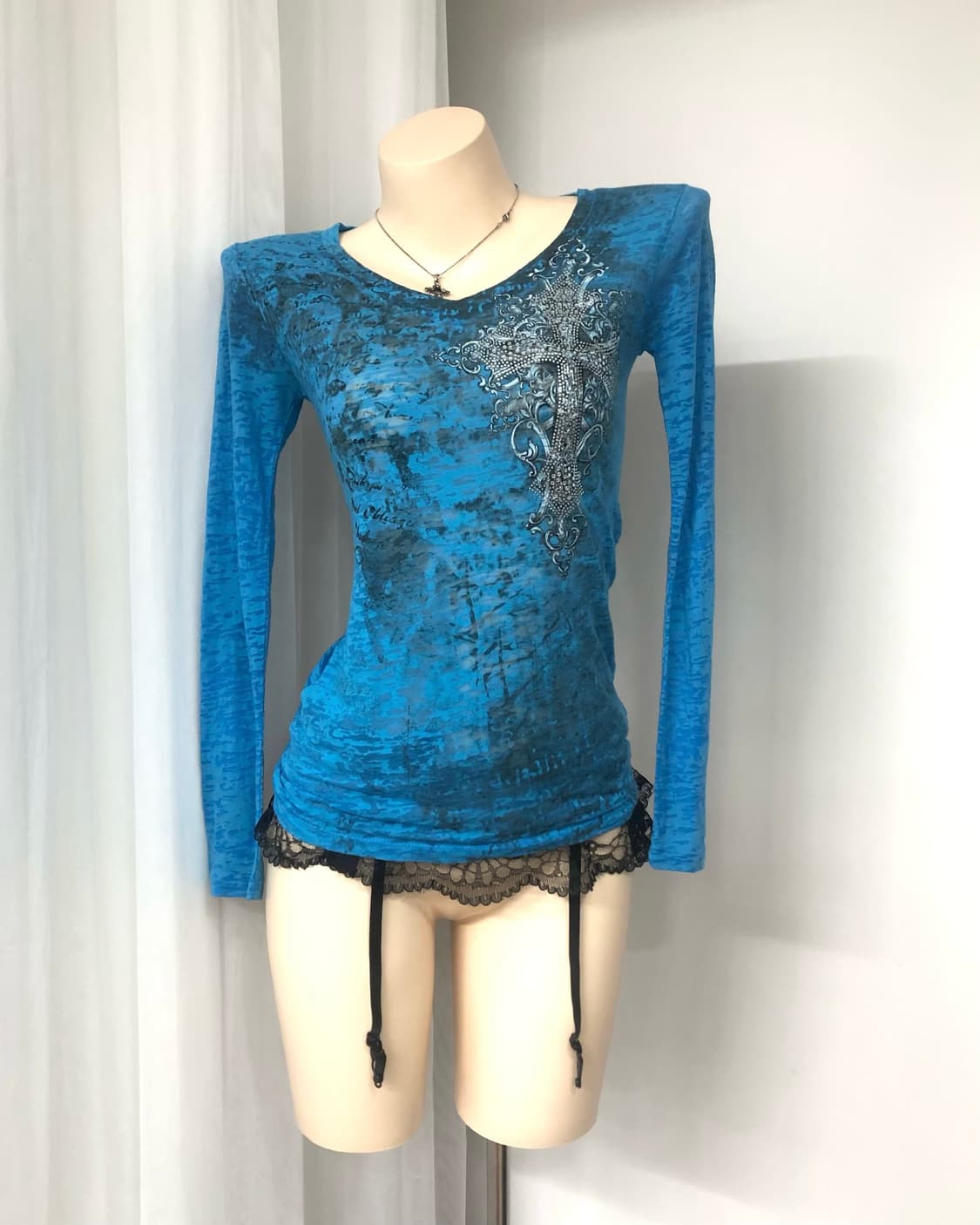 blue cubic cross point long sleeve 상품이미지1