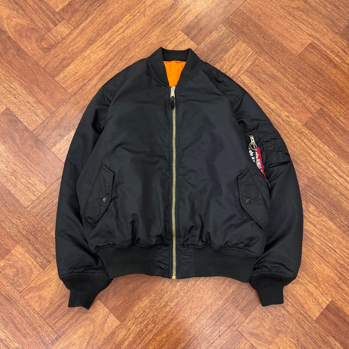 2XL 알파인더스트리 레귤러핏 블랙 MA-1 항공점퍼 자켓  상품이미지1