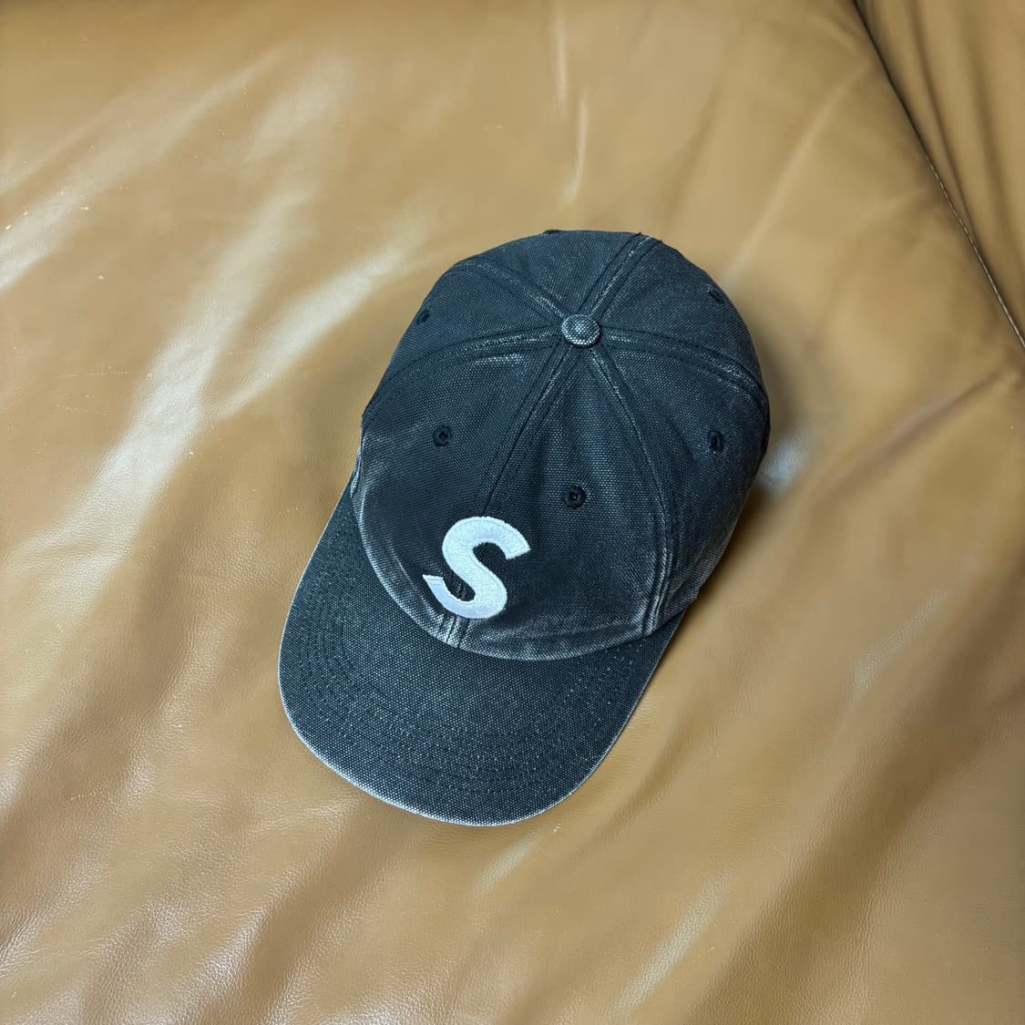 슈프림 S로고 6패널 볼캡 모자 피그먼트 워시드 블랙 상품이미지5