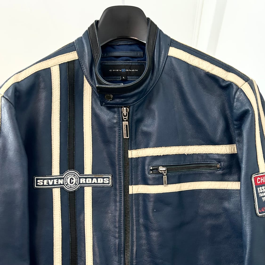 쉐비뇽 90s 버팔로 래더 레이싱 바이커 자켓 상품이미지6