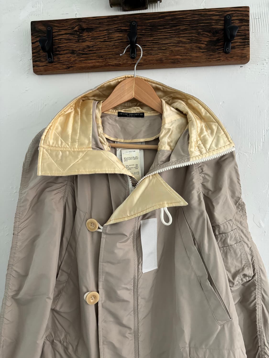 Sacai 사카이 밀리터리 베이지 실크 혼방 코트 상품이미지3