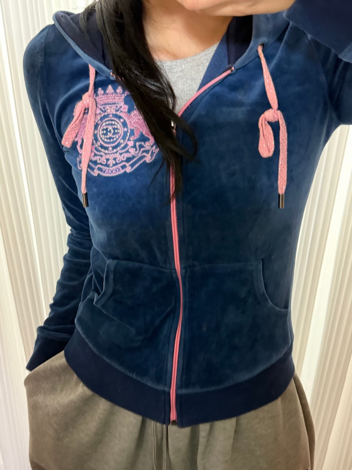 에고이스트 네이비 벨벳 후드집업 s 상품이미지1