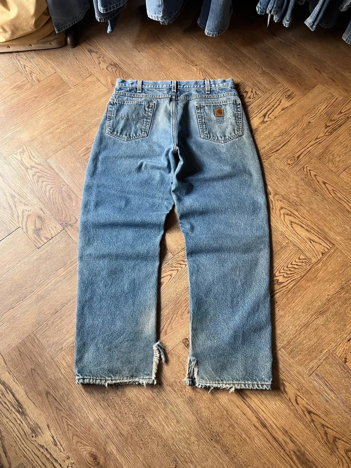 [36]칼하트 USA 체크 라이닝 빈티지 워싱 워크 데님 팬츠 상품이미지1