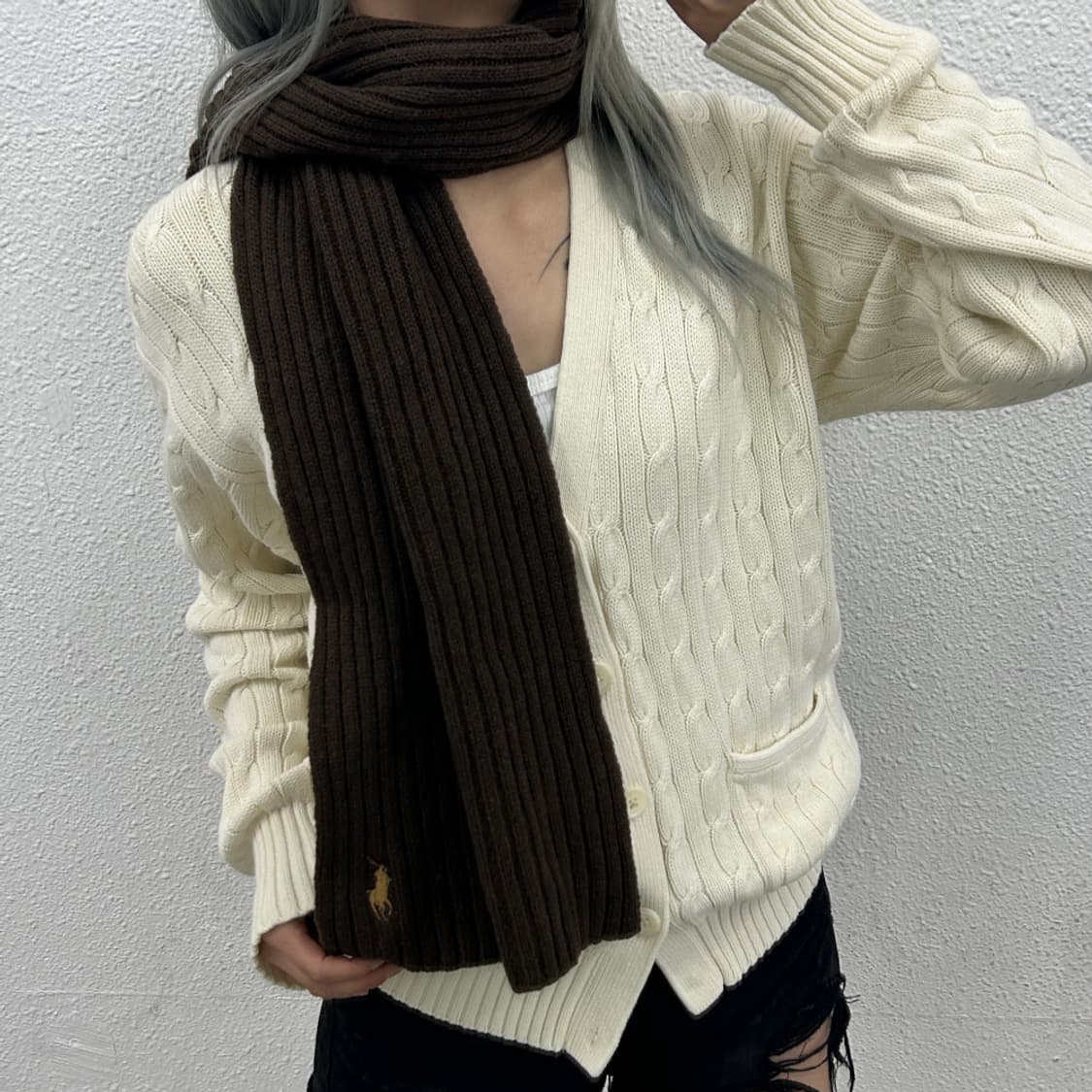 폴로 랄프로렌 브라운 니트 머플러 상품이미지2