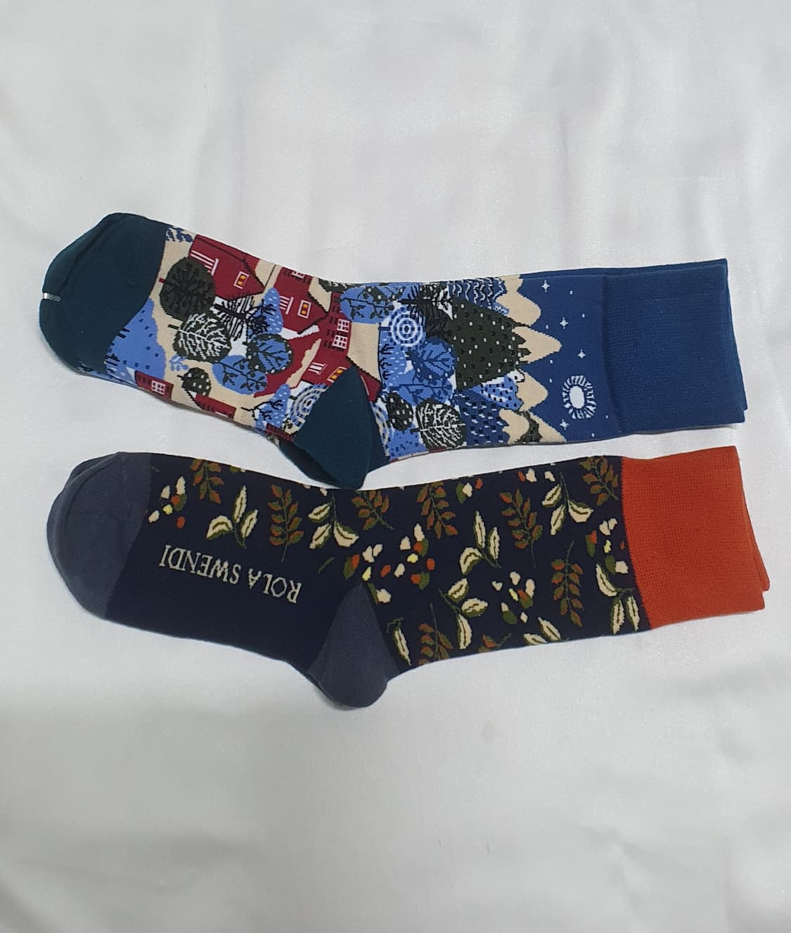 블루 집 나무패턴 양말 상품이미지1