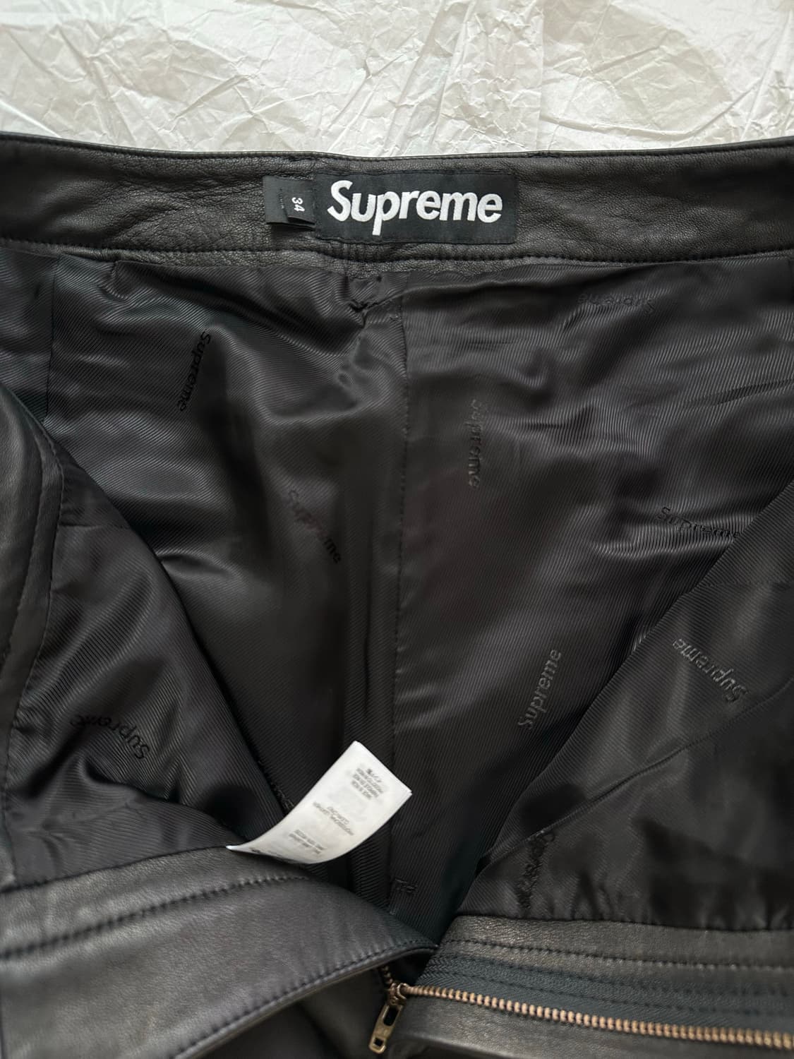 슈프림 레더 트라우저 팬츠 블랙 34사이즈 상품이미지6