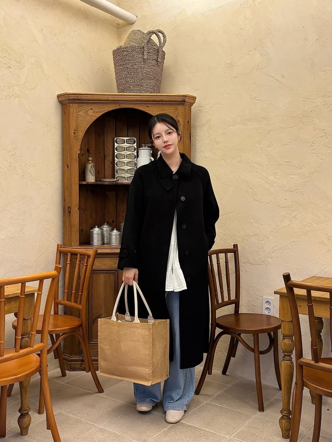 (새상품) 미케네 다비 핸드메이드 울 발마칸 코트 블랙 1사이즈 상품이미지2