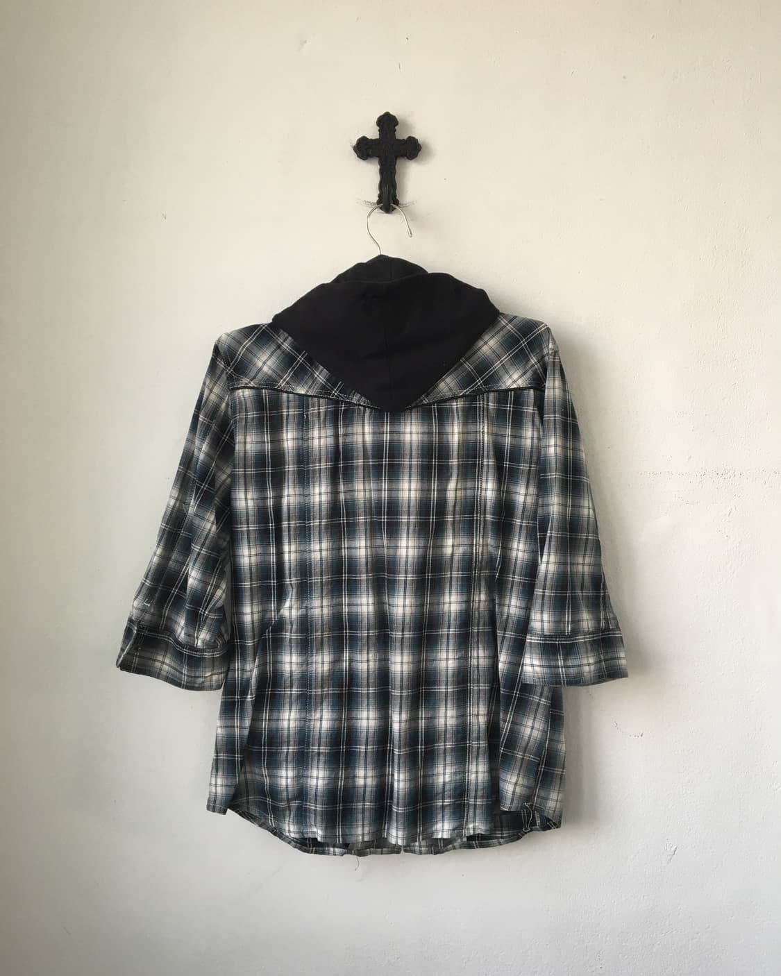 Hood layered check pattern shirt 상품이미지3