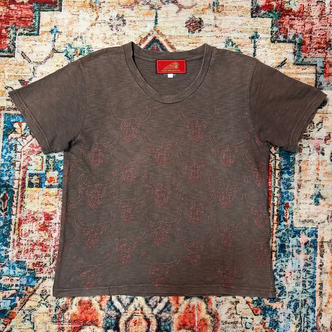 [S] 인디언 모터사이클 자수 패턴 반팔 상품이미지1