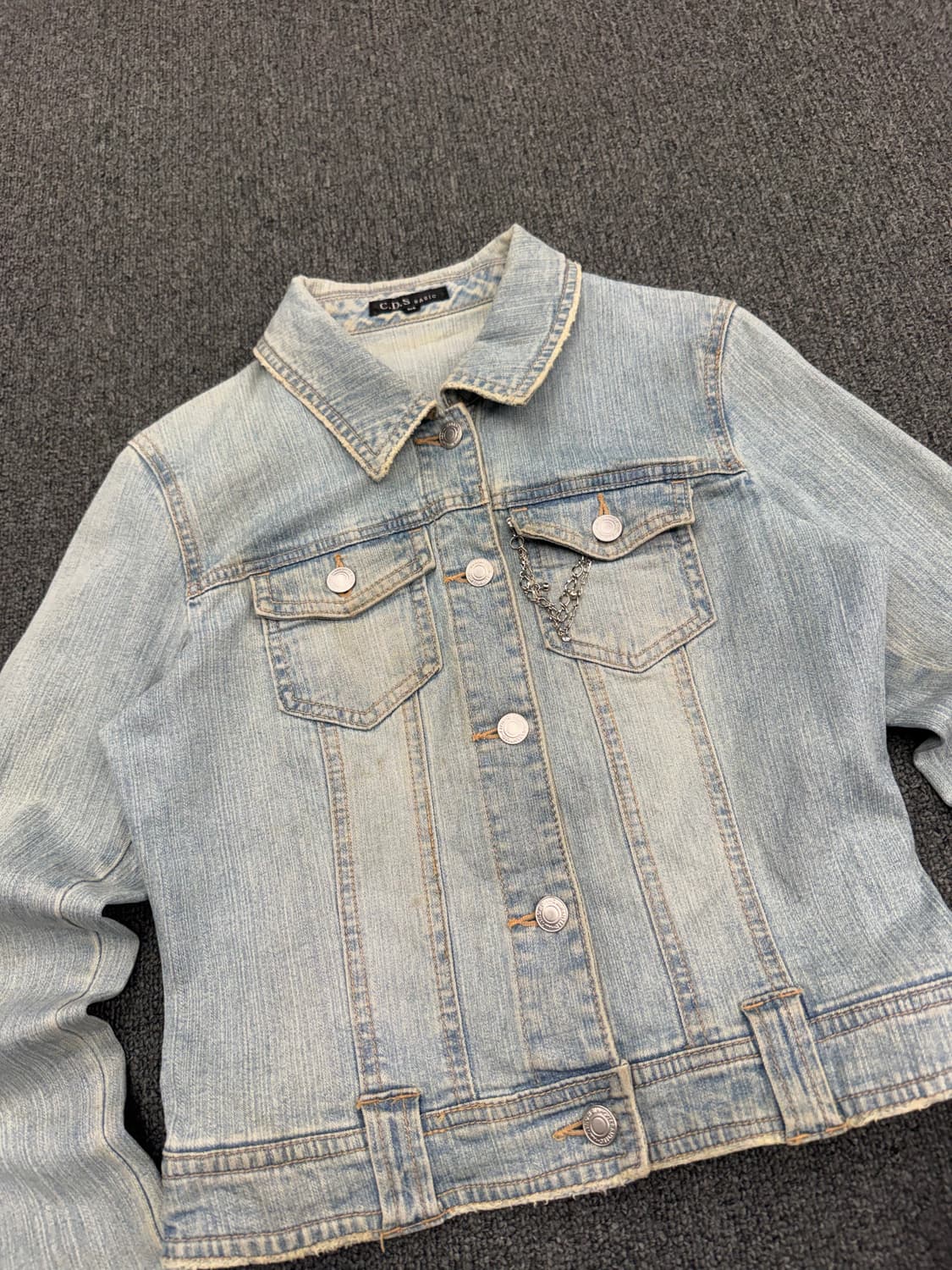 M)C.D.S Basic 빈티지 여성 크롭 연청 데님자켓 상품이미지2