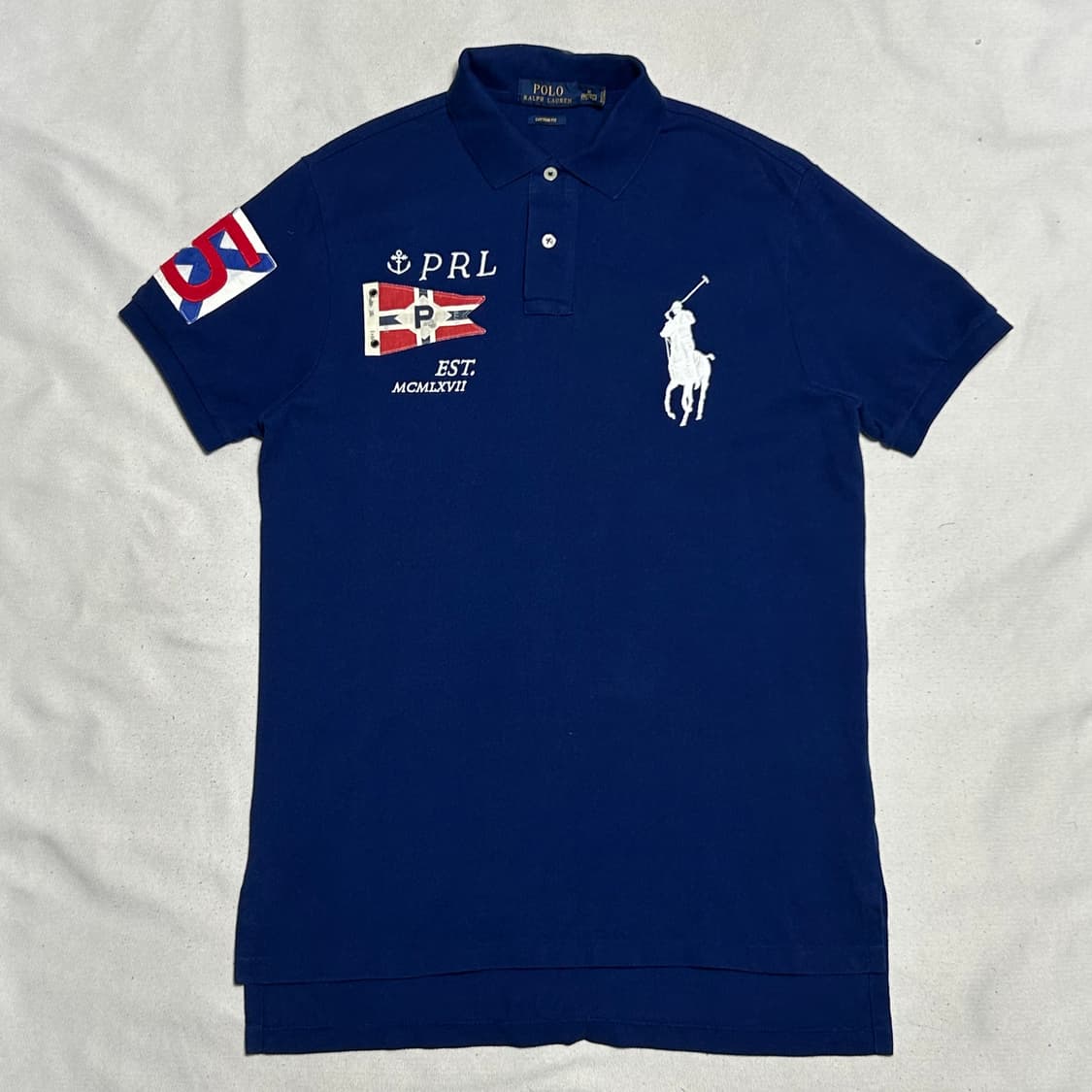 M 폴로랄프로렌 커스텀핏 빅포니 블루 카라 반팔티 상품이미지2