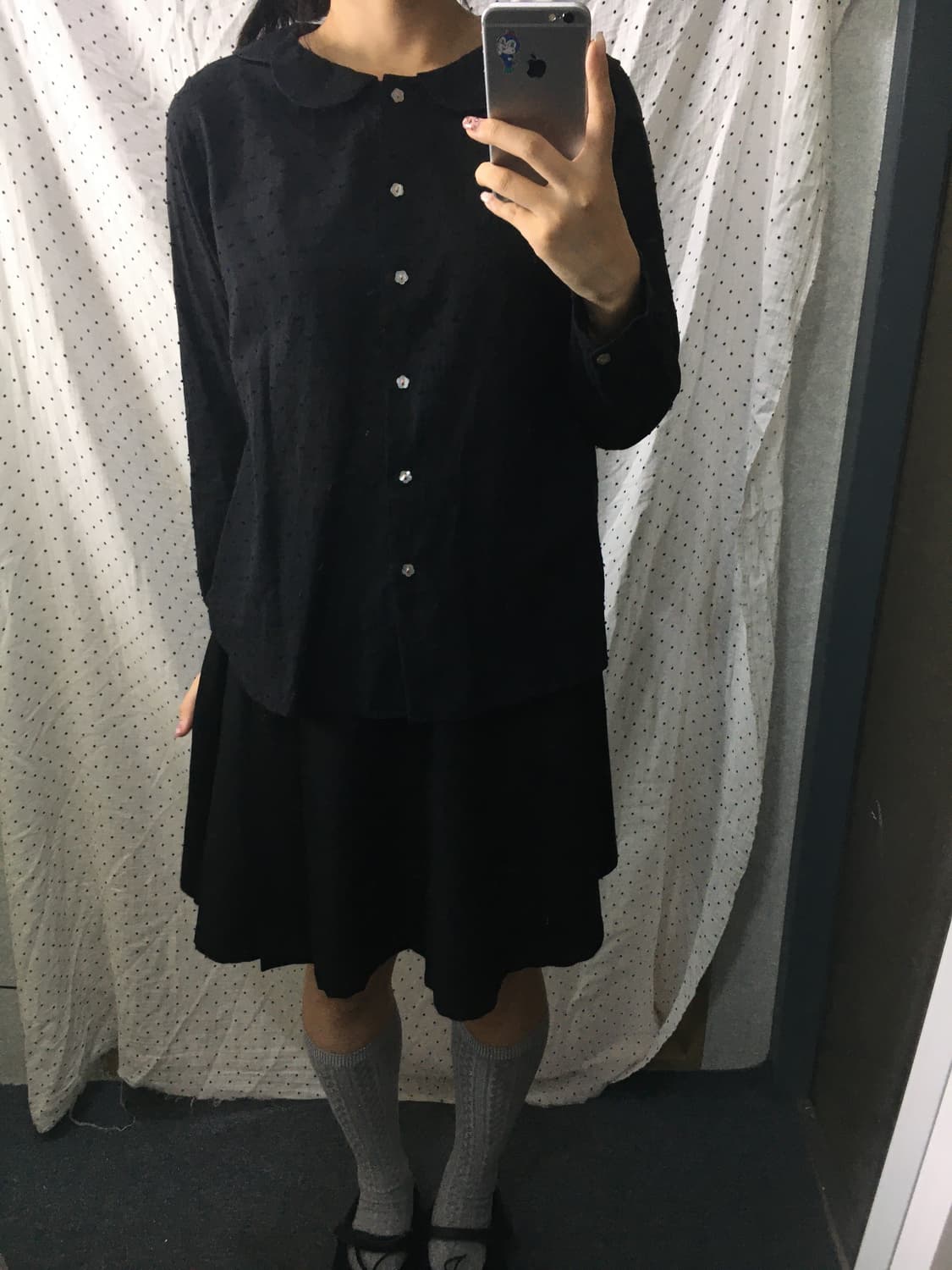 블랙 도트 카라 블라우스 상품이미지3