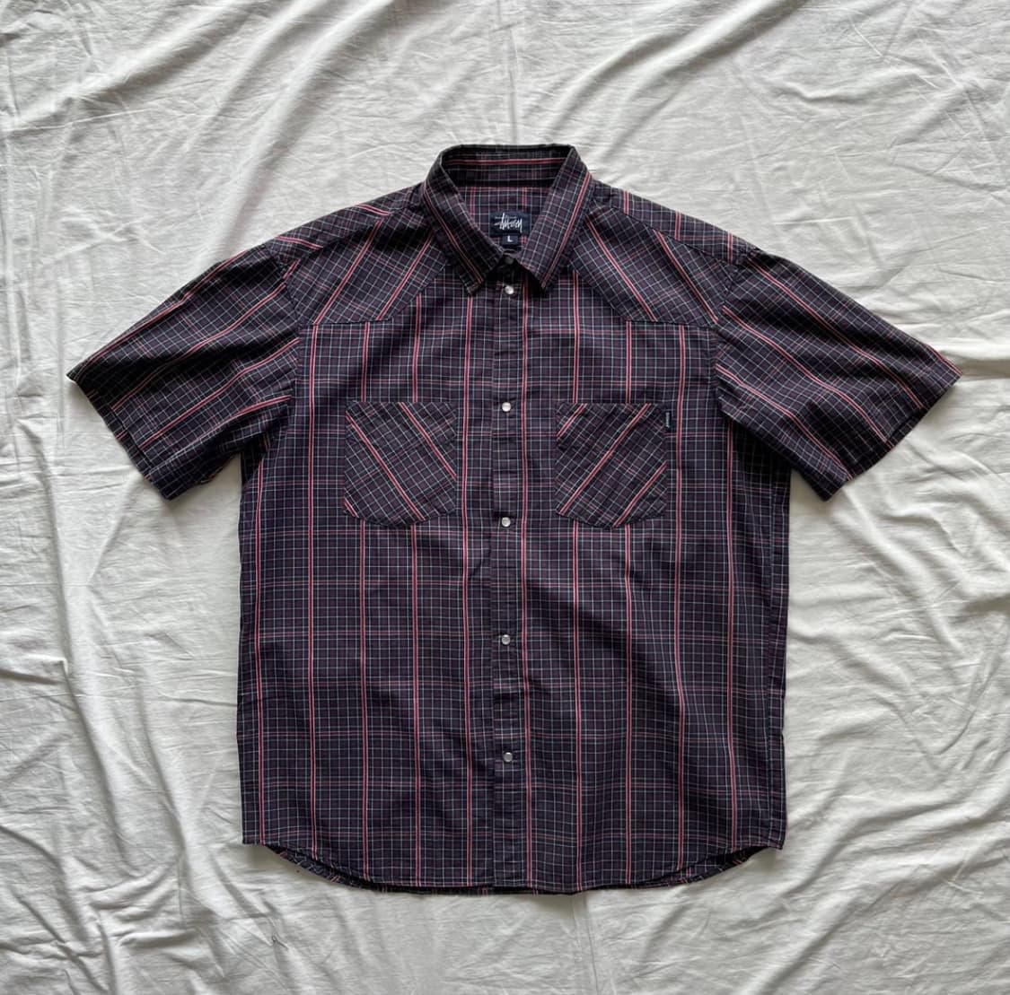 90s 올드 스투시 USA MADE 웨스턴 체크 셔츠 상품이미지2