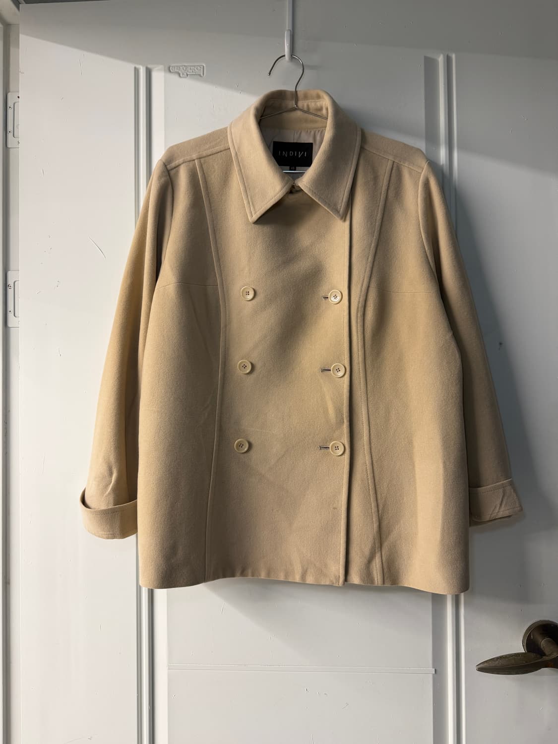 일본빈티지 INDIVI 샌드 더블 울코트 자켓 상품이미지5