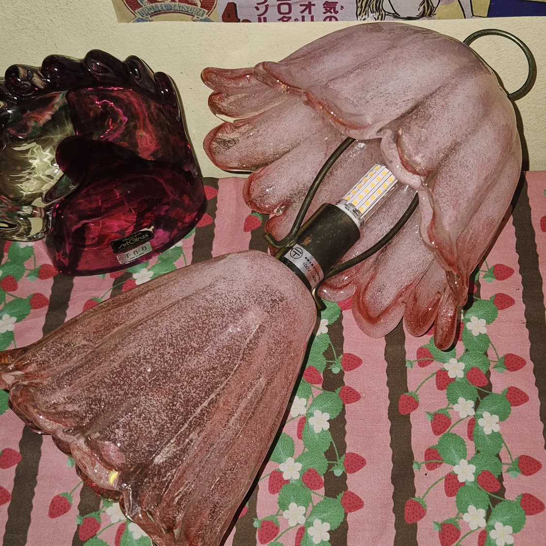 70s 이와타 핸드블로운 핑크 빅 해파리 램프 상품이미지10