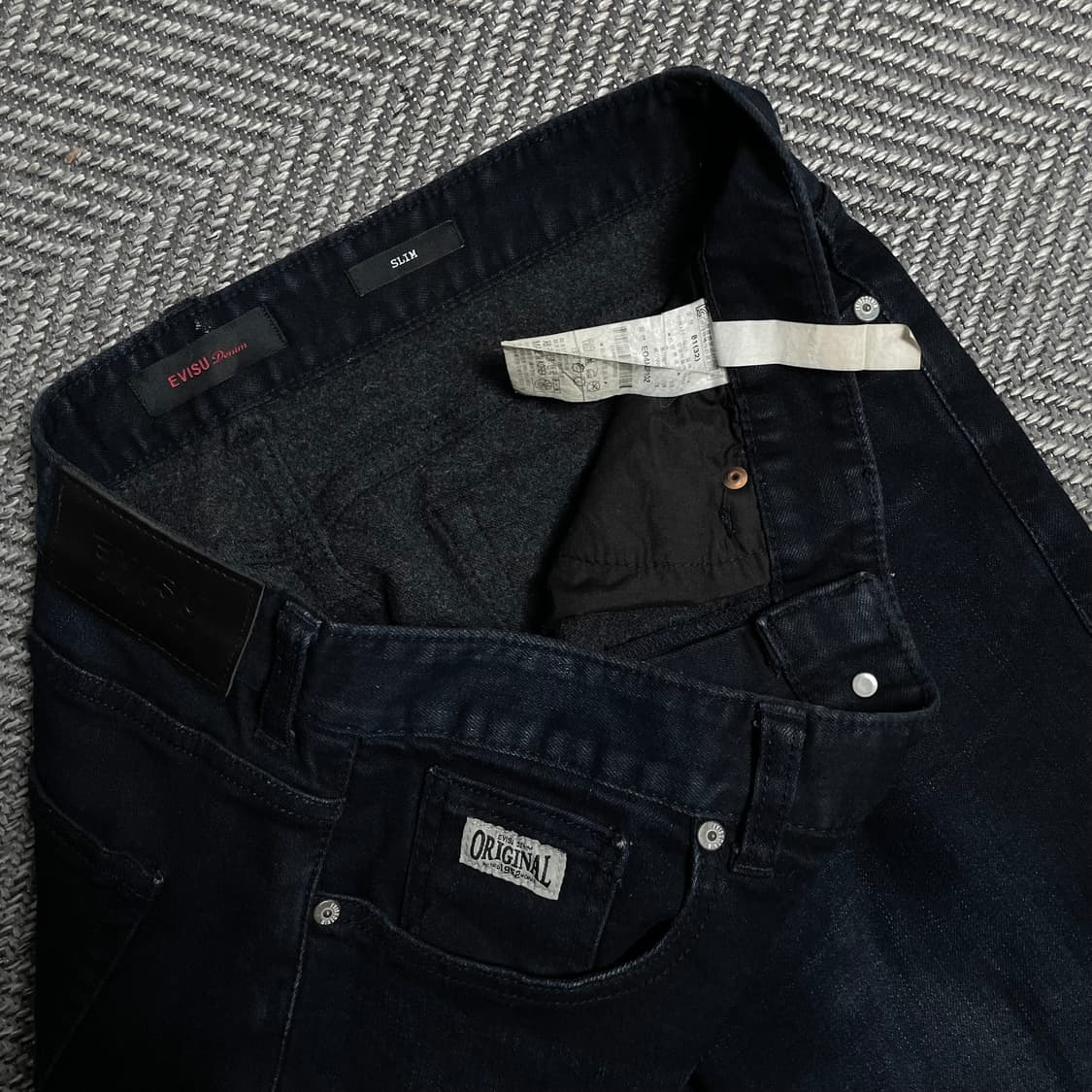 EVISU 에비수 오리지날 슬림핏 네이비 흑청 워싱 데님팬츠 y 5912 상품이미지6