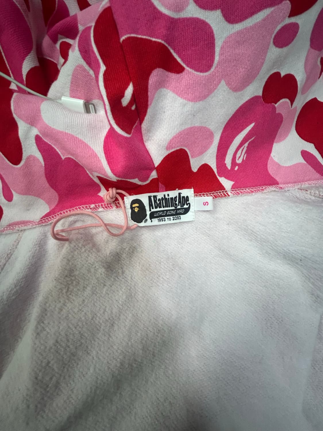 베이프 ABC카모 핑크 크롭 후드집업 상품이미지8