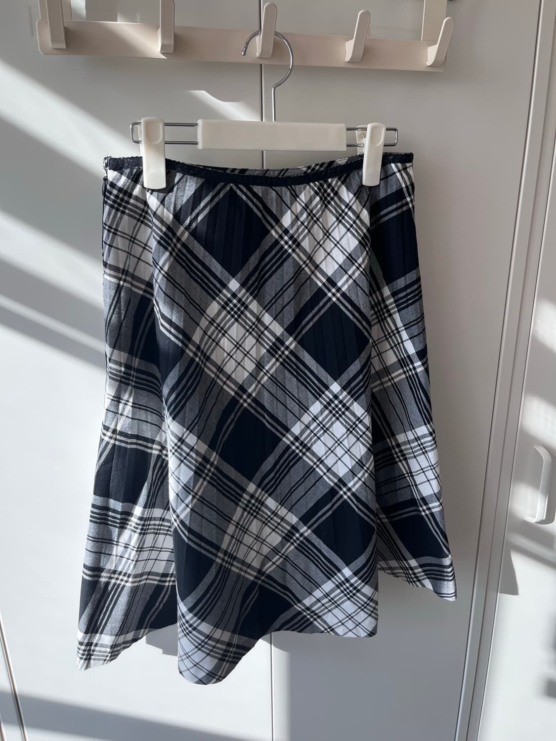 Vintage 체크 주름 플리츠 미디 스커트 상품이미지7
