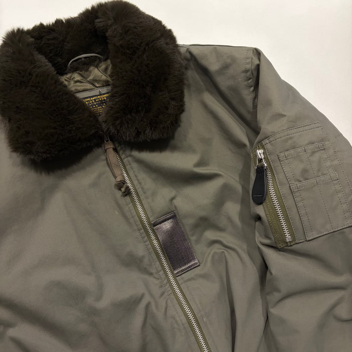 [XXL] 메이든 밀리터리 카키색 퍼 카라 MA-1 항공 점퍼 D476 상품이미지3