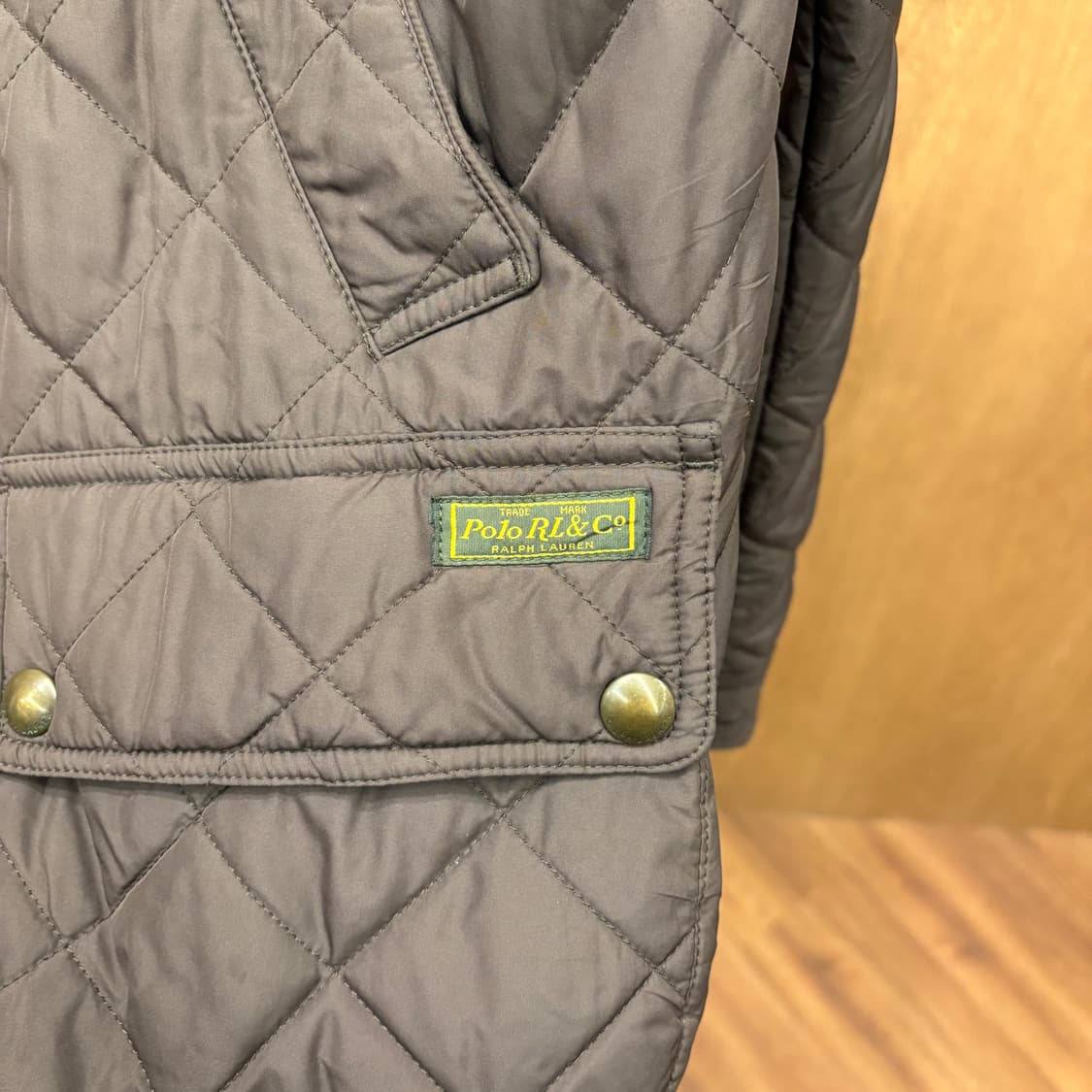 폴로 랄프로렌 퀄팅 필드 자켓 넥 버클 벨트 허리 스트랩 디테일 브라운 상품이미지6