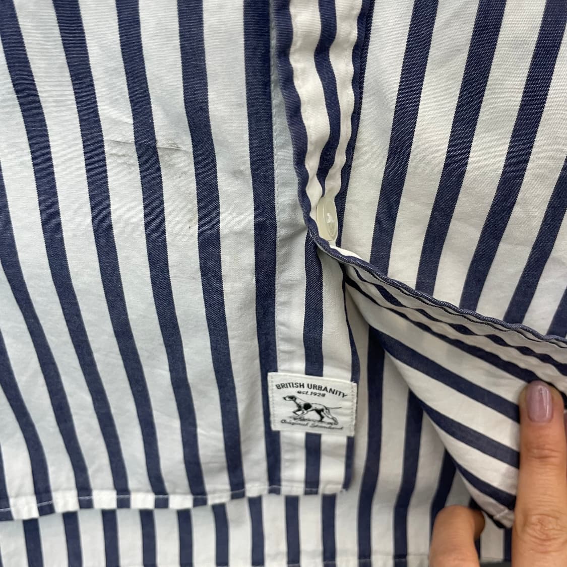 헤지스 피즈 네이비 스트라이프 긴팔 셔츠 95 상품이미지7