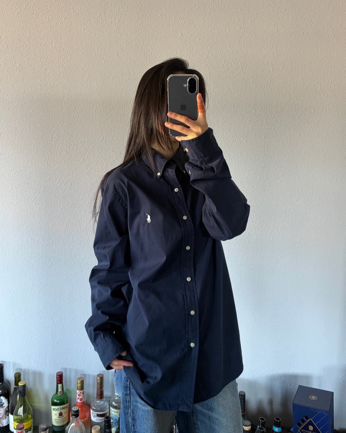 [M]폴로 랄프로렌 큐알정품 클래식핏 포플린 네이비 셔츠 상품이미지3