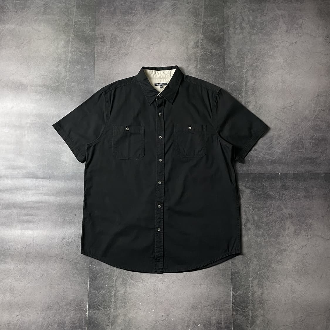 GEORGE 조지 빈티지 블랙 코튼 반팔 셔츠 A00755 상품이미지1