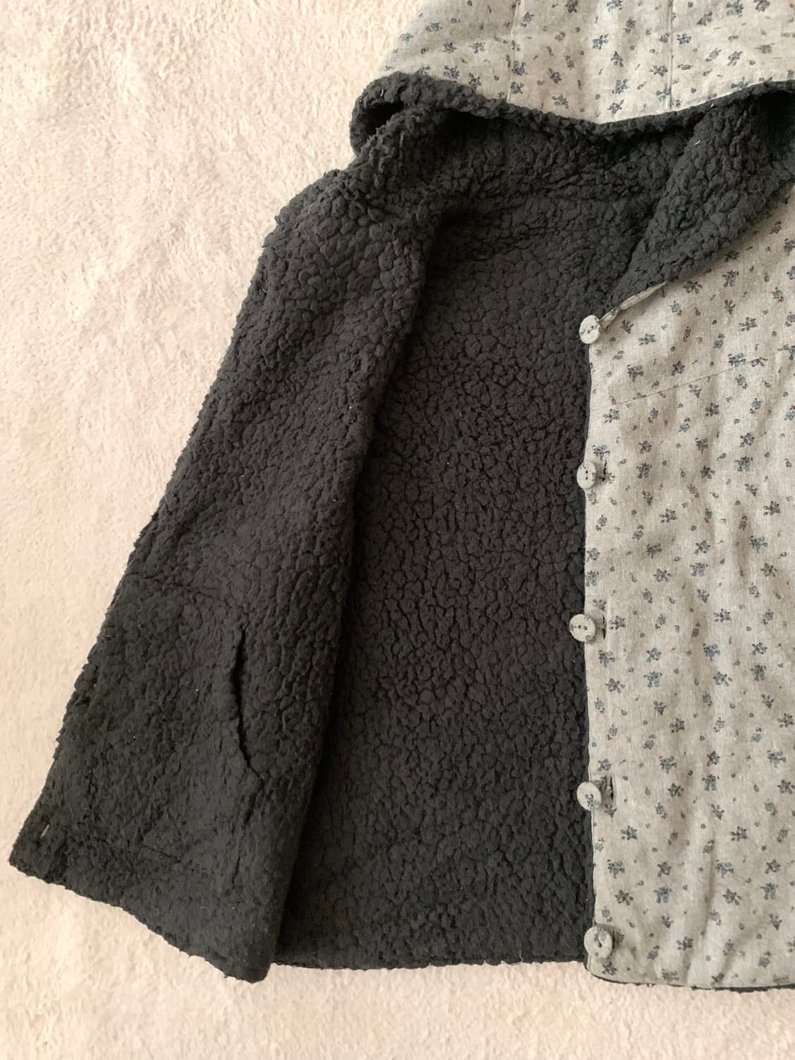 잔꽃 양털 후드 조끼 상품이미지5