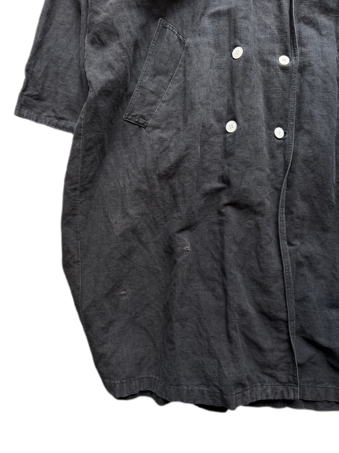 80s 올드 블랙 프렌치 린넨코트 2XL 상품이미지6
