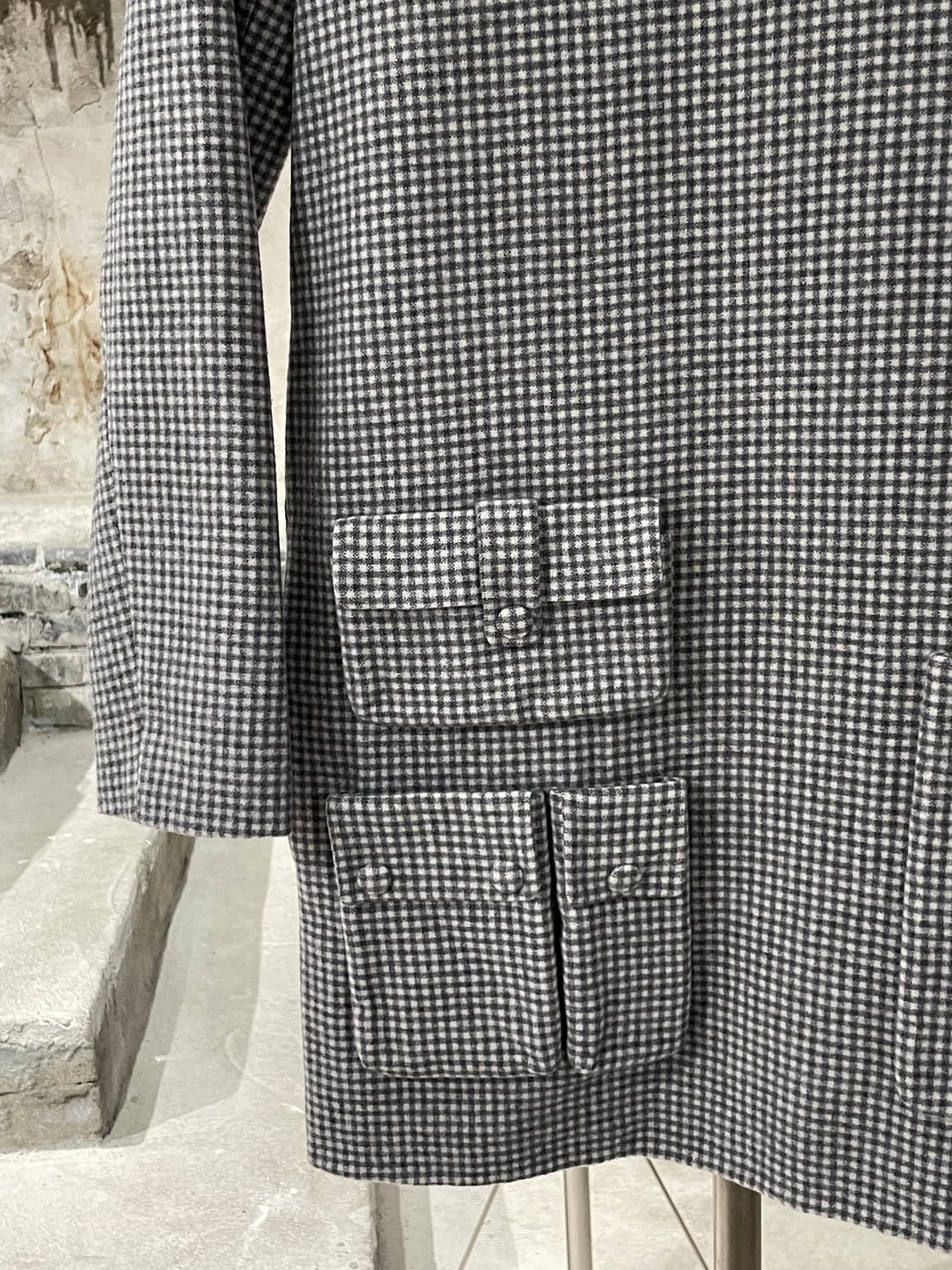 알렉산더 왕 그레이 멀티 포켓 깅엄 체크 V넥 울 미디 원피스 상품이미지4