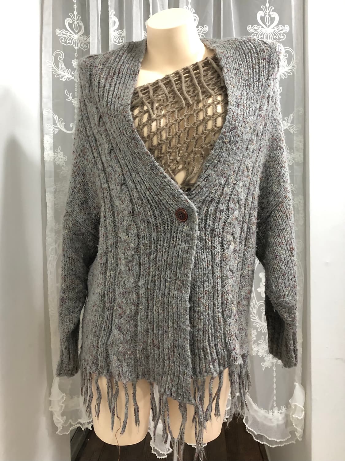 gray tassel knit cardigan 상품이미지2