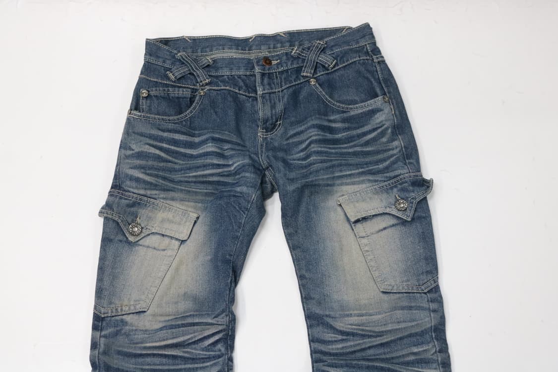 DAILY NEWS 데일리뉴스 빈티지 카고 스트라이프 워싱 데님 팬츠 상품이미지2