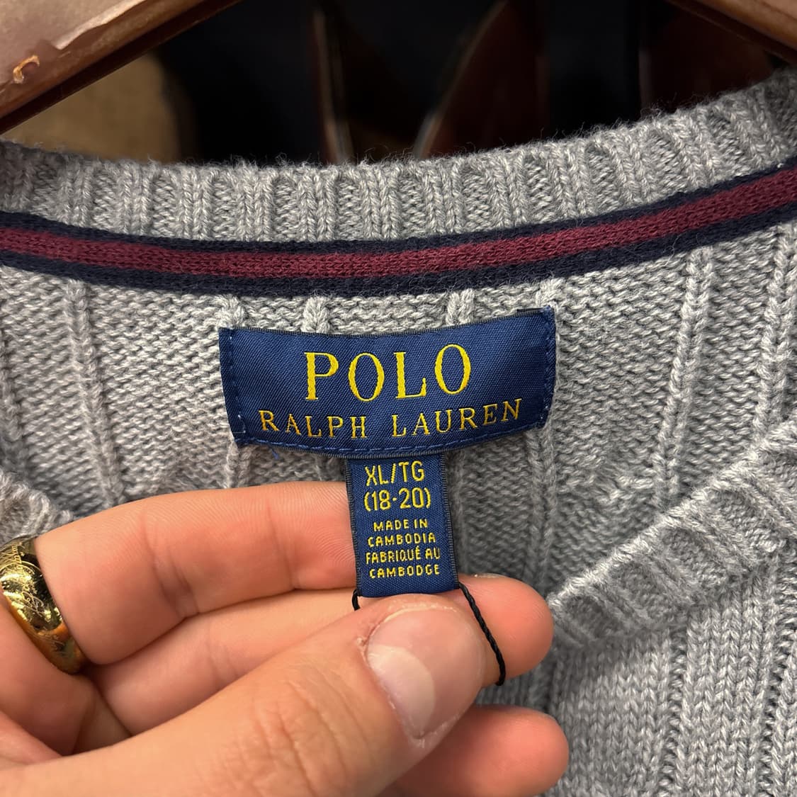 신형라벨 폴로 랄프로렌 케이블 코튼니트 스웨터 그레이 N1052 상품이미지5
