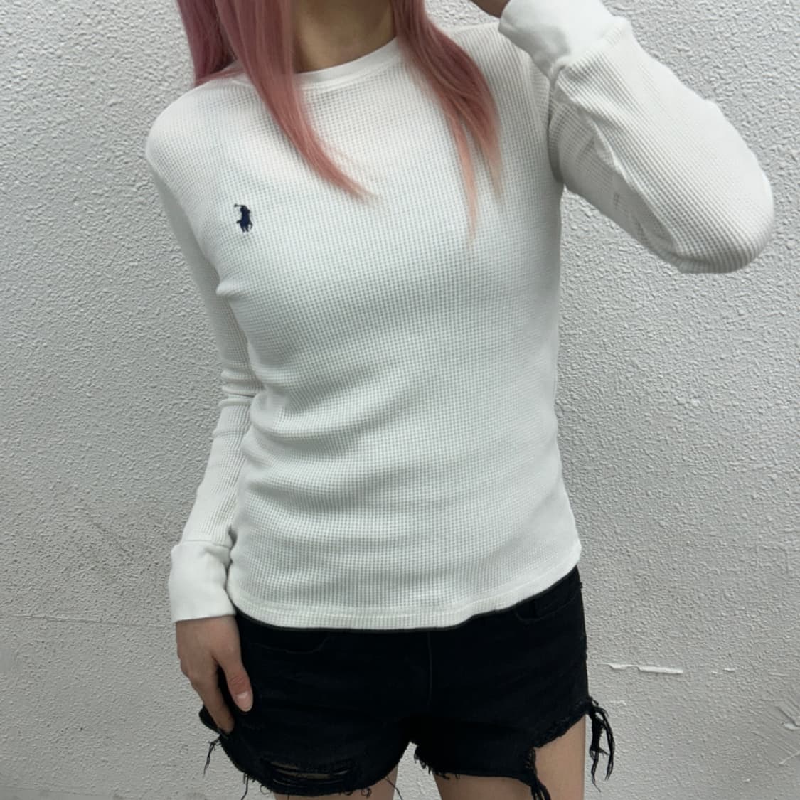 폴로 랄프로렌 네이비포니 화이트 와플 롱슬리브 M 상품이미지1