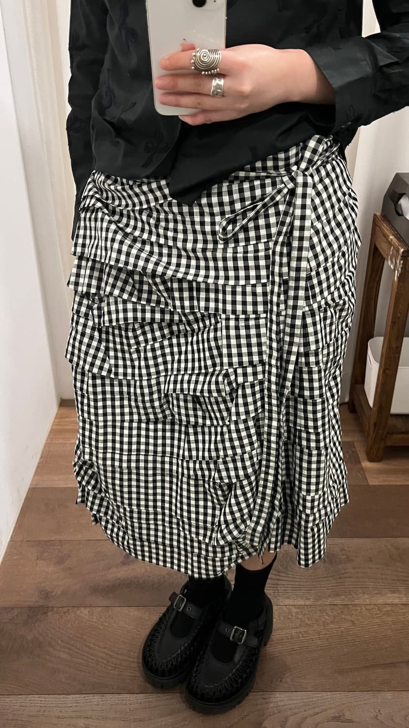 Ruffle Layer Gingham Check Skirt 상품이미지4