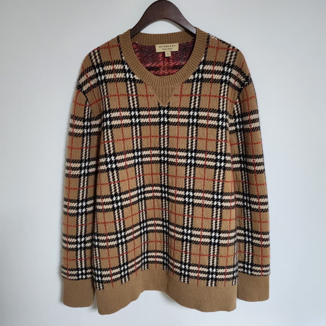 [XL] 버버리 체크 캐시미어 남성 니트 8005117 상품이미지1