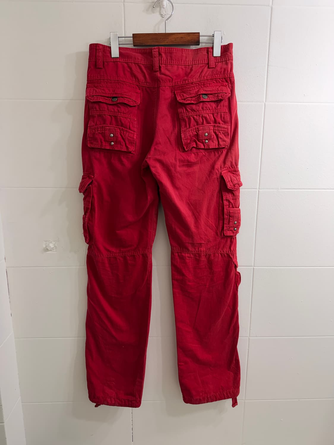 빈티지 레드 펑크 큐빅 카고 스트레이트 팬츠 상품이미지6