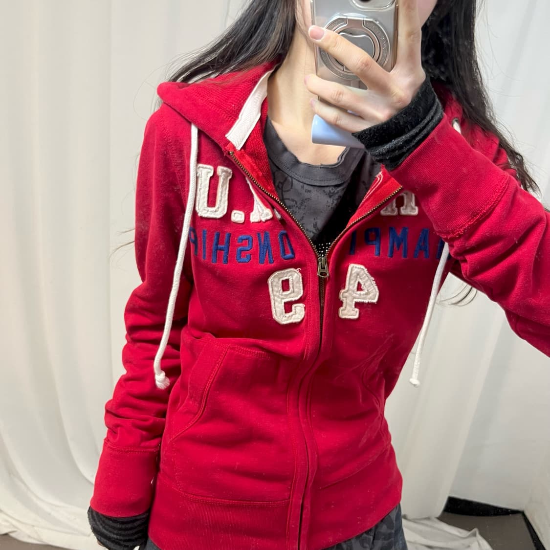 WhoAU Red Hoodie Zip-Up 상품이미지3
