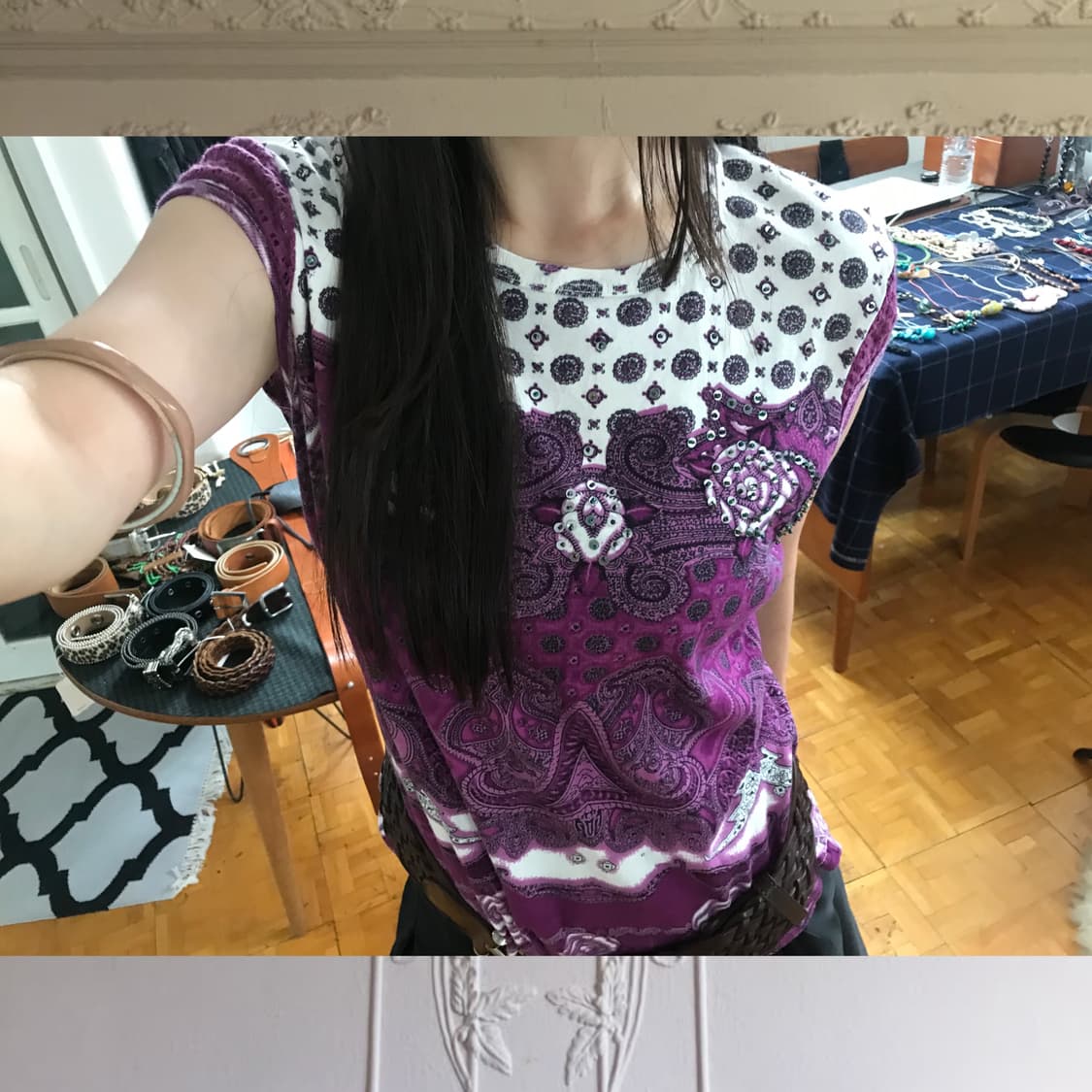 vintage pattern top 상품이미지1