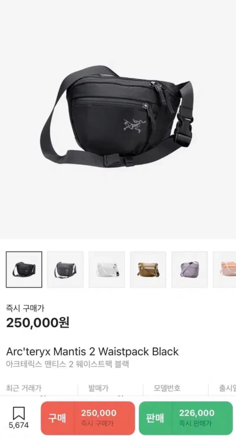 아크테릭스 맨티스 2 웨이스트백 블랙 상품이미지1