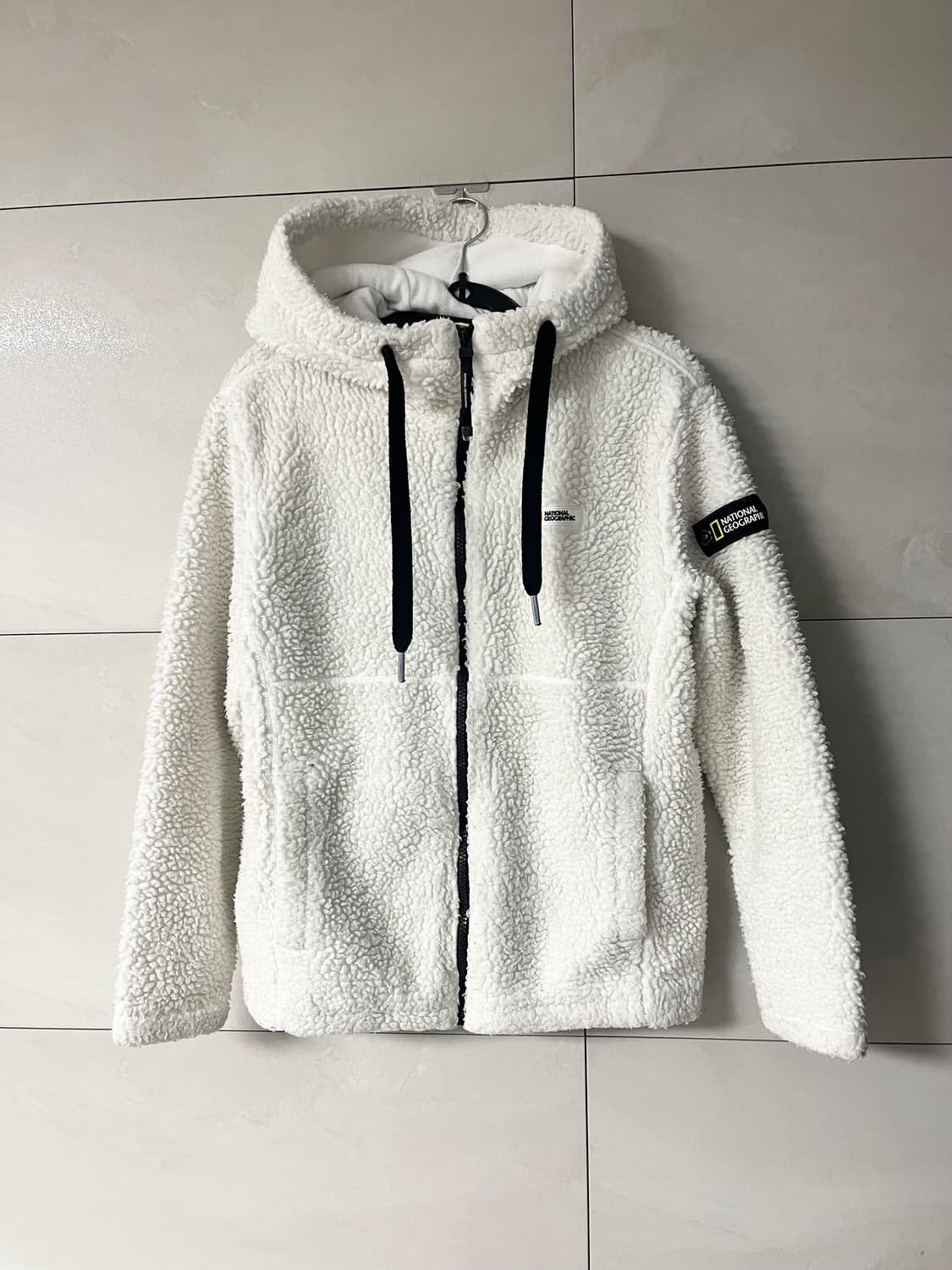 내셔널지오그래픽 뽀글이 후리스 후드집업 화이트  [S] 상품이미지3
