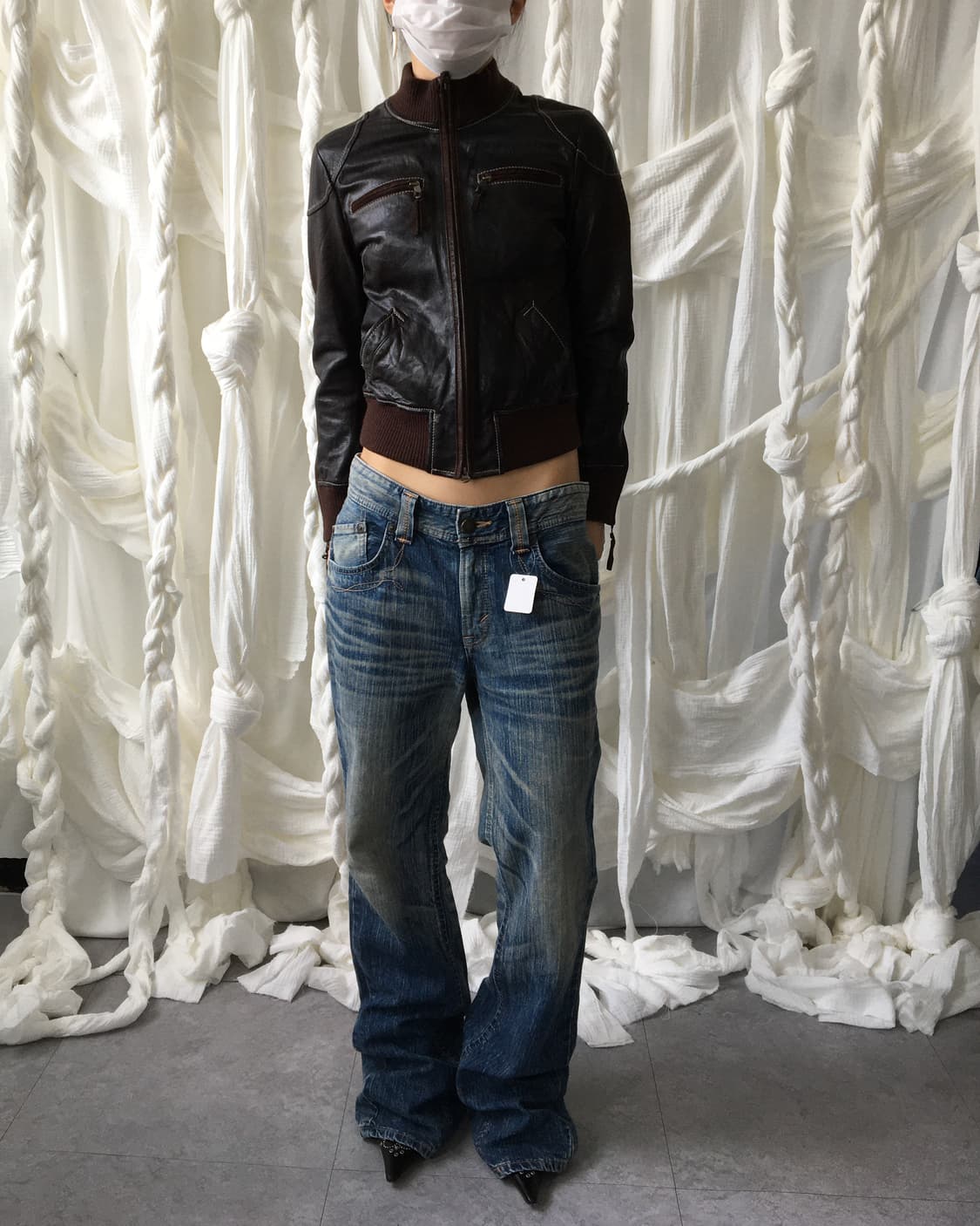 Lamb skin high neck bomber leather jacke 상품이미지1