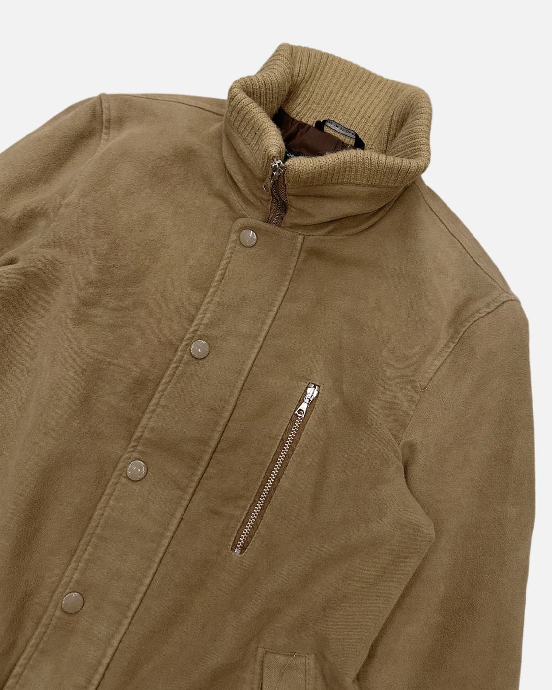 beige ribbed collar zip-up jacket 상품이미지2