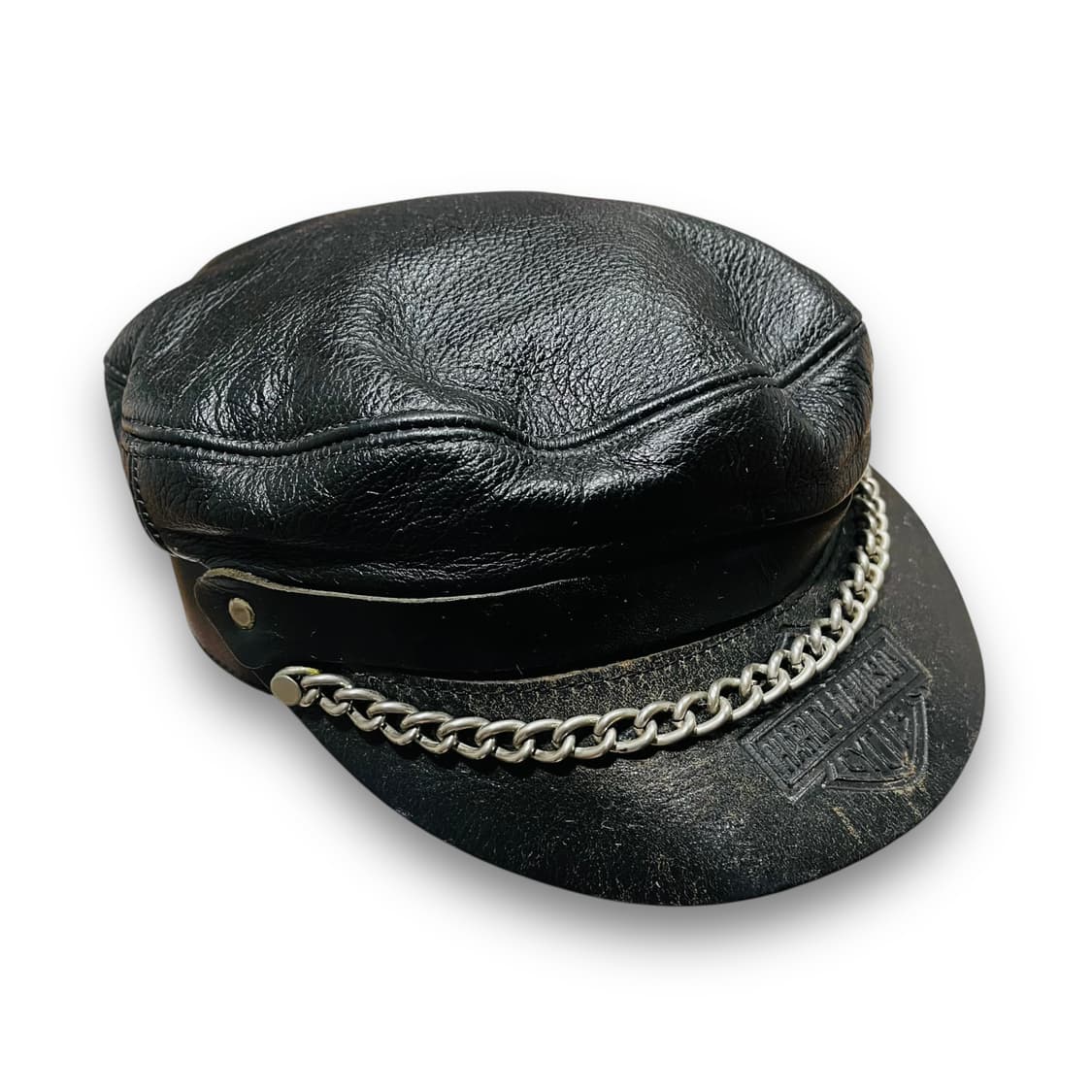 할리데이비슨 90s 가죽 바이커 체인 마도로스캡 상품이미지2