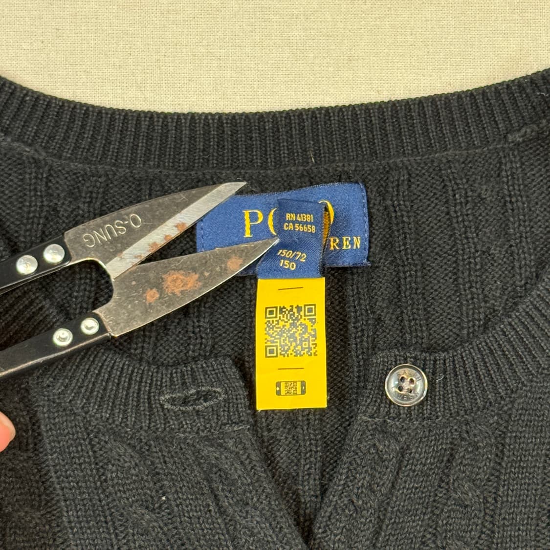 XS) 폴로 랄프로렌 코튼 케이블 꽈배기 가디건 블랙 보이즈 상품이미지7