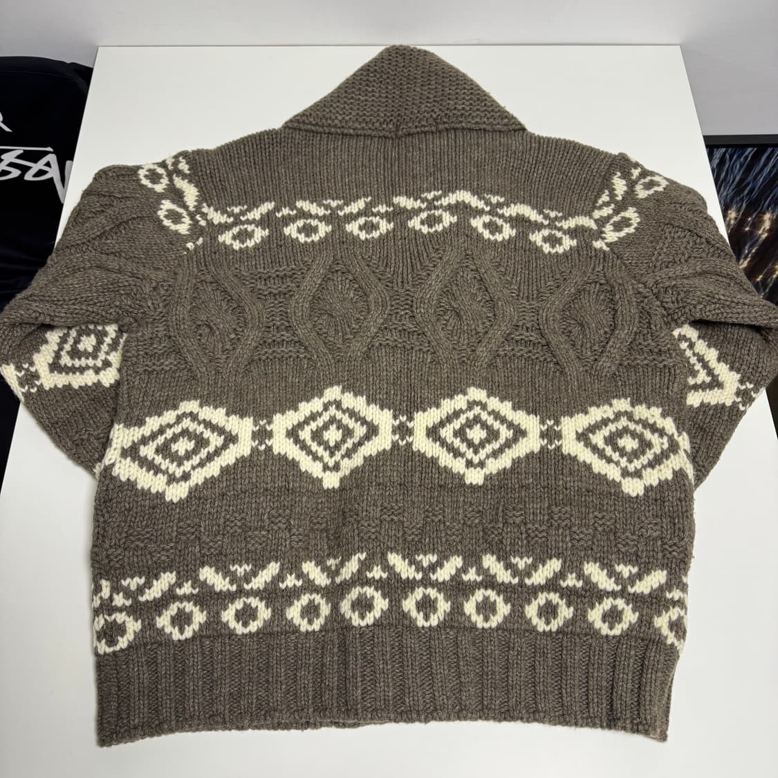 니티드 해비램스울 3게이지 코위찬 자켓 BROWN 상품이미지3